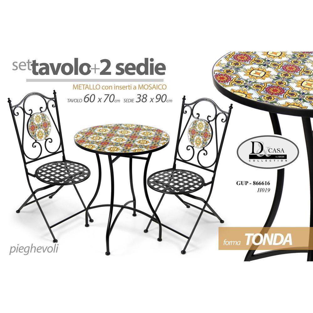 Tavolo Tondo + + 2 Sedie Metallo H