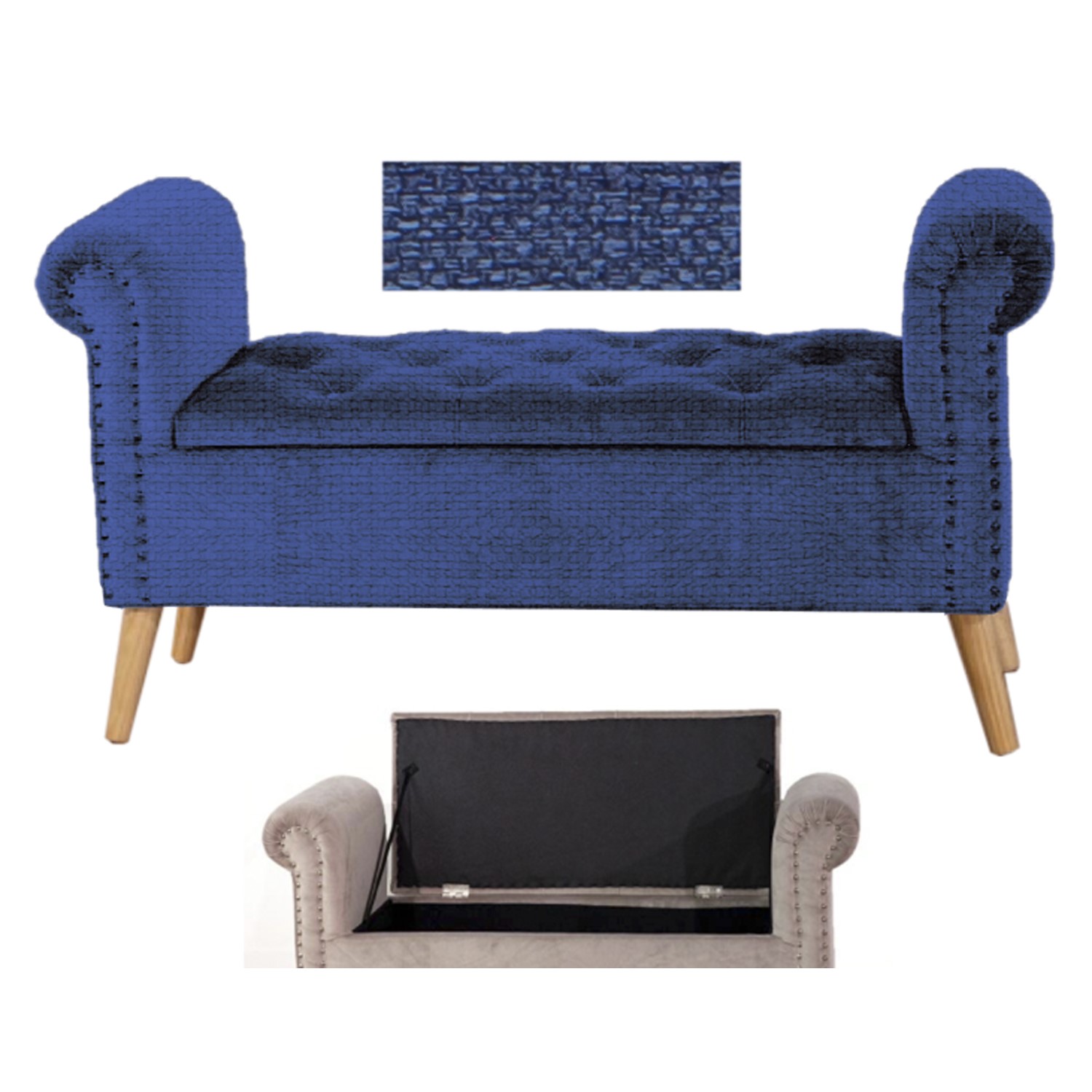 Panca Impero Linen Blu