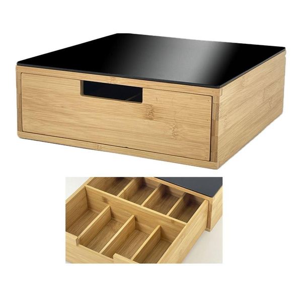 Porta Cialde Bambù Black Glass