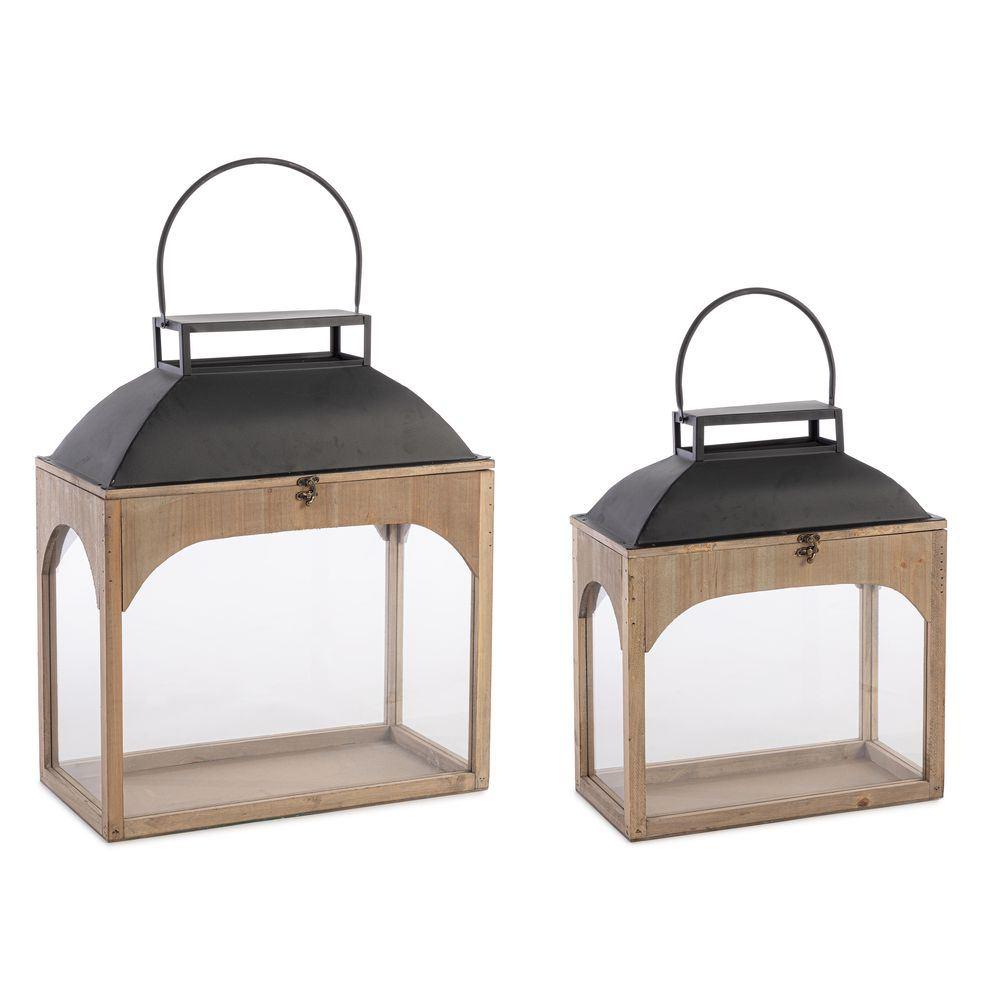 Lanterna Shayra Rett Nat-Nero L 50x25x61h