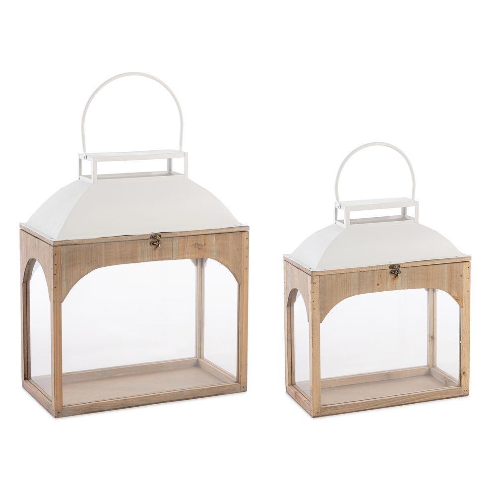 Lanterna Shayra Rett Nat-Bianco L 50x25x61h - Bianco - Lanterne (Natale) | Mikasa