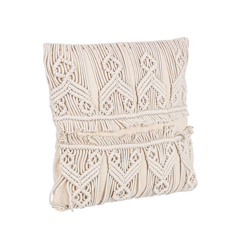 Cuscino Charan 03 Macrame Avorio 45X45 - Tessuto Avorio - Cuscini | Mikasa