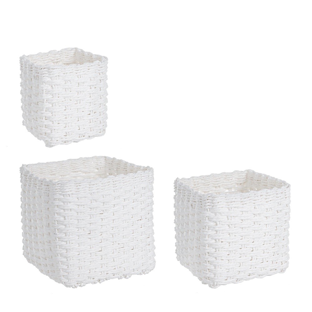 Set3 Cesta Storage Carta Qu Bianco - Carta Bianco - Organizer | Mikasa