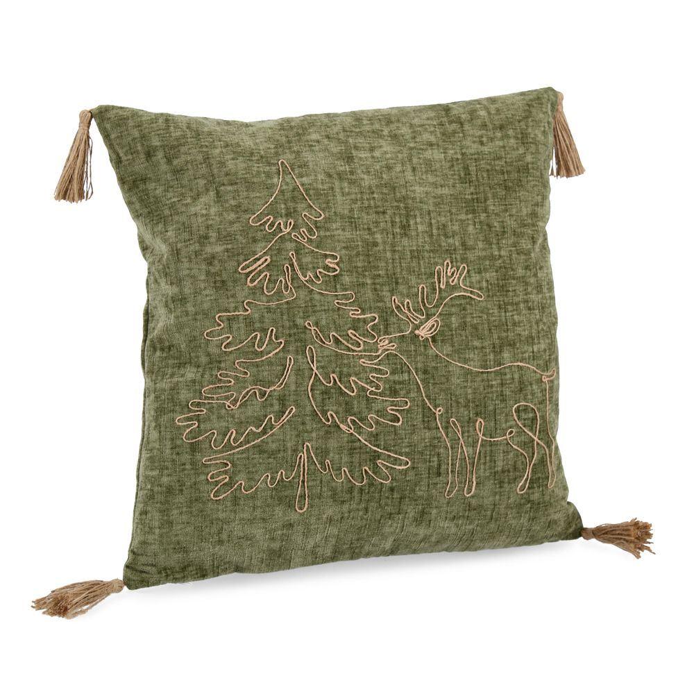 Cuscino Herbert Verde C-Frange 45X45 - Verde - Tessile | Mikasa