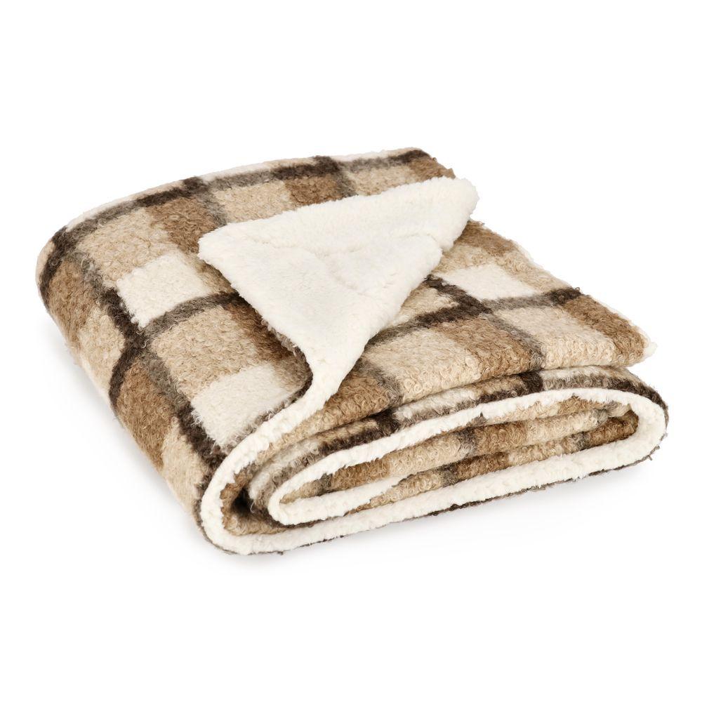Plaid Laurence Quadri Marrone 130X160 - Sintetico Marrone - Plaid | Mikasa