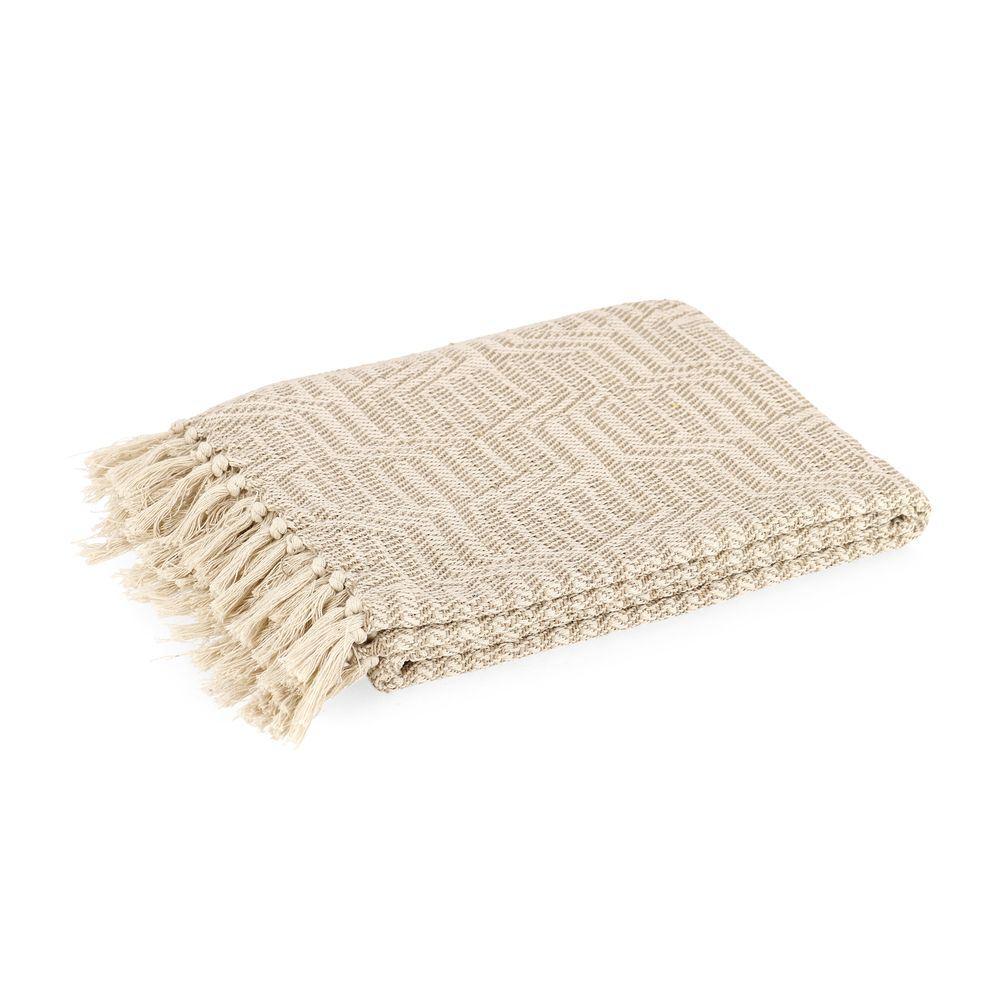 Coperta Nylan Beige C-Frange 130X170 - Tessuto Beige - Plaid | Mikasa