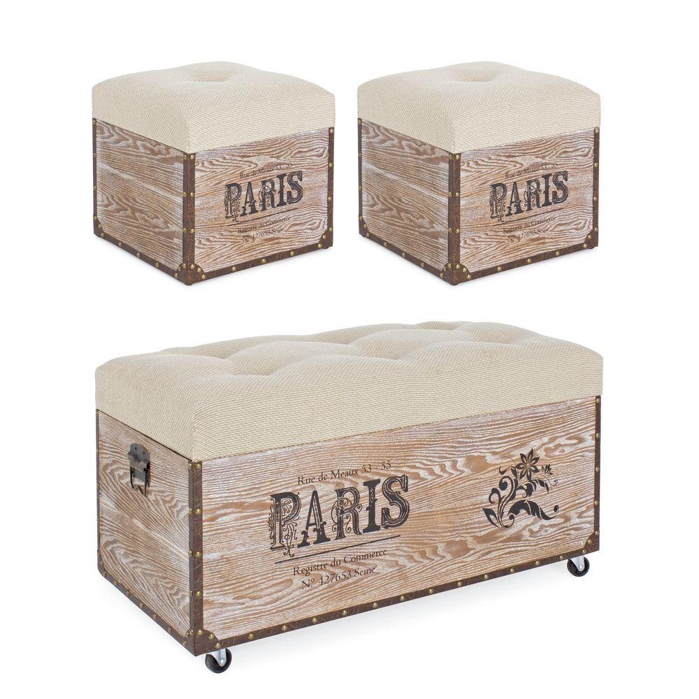 Pouf Travel Paris Corda S 38a - 38b - 35h - Corda Naturale - Bauli | Mikasa