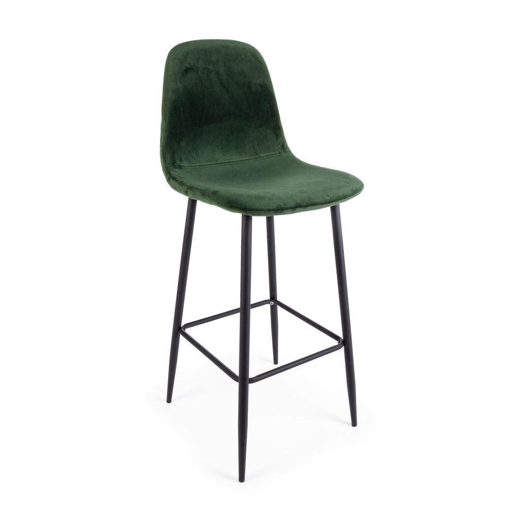 Sgabello Bar Irelia Velluto Verde Scuro - Velluto Verde - Sgabelli | Mikasa