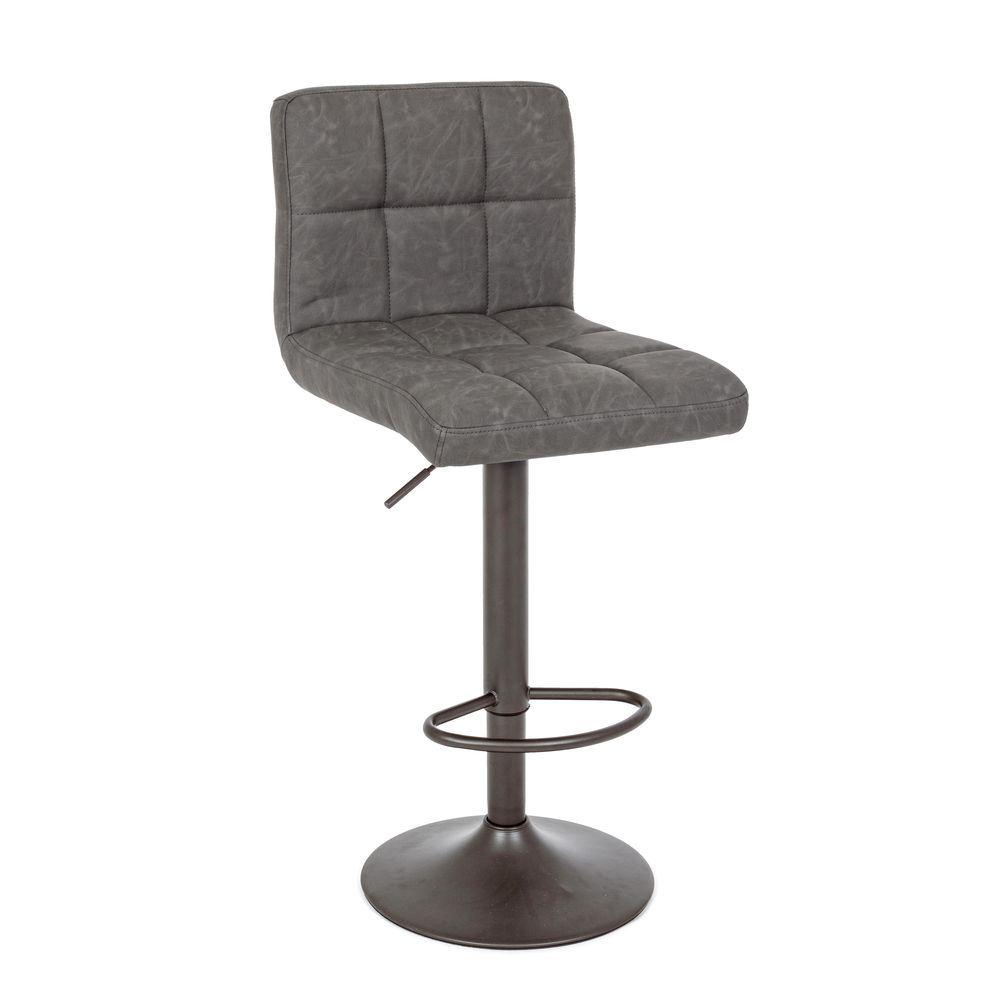 Sgabello Bar Greyson Grigio Scuro Vint - Ecopelle Grigio - Sgabelli | Mikasa