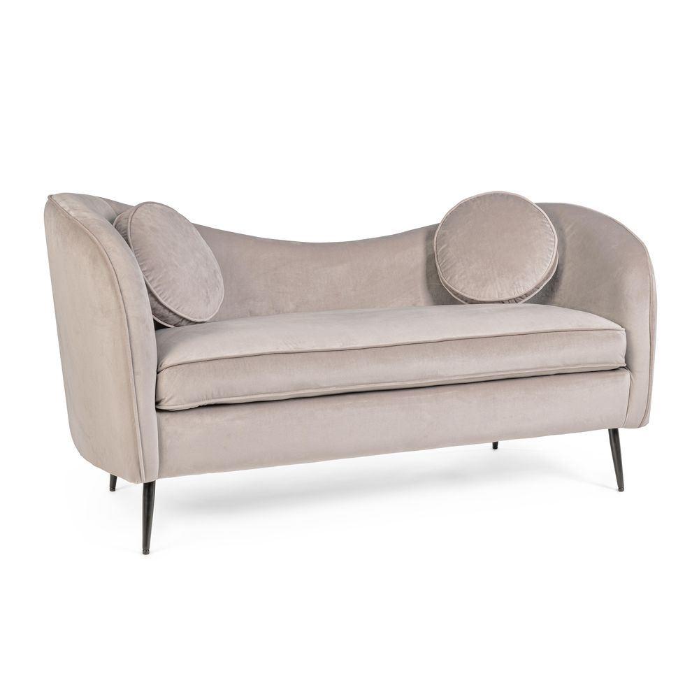 Divano 2P Candis Grigio Chiaro - Velluto Grigio - Divani | Mikasa