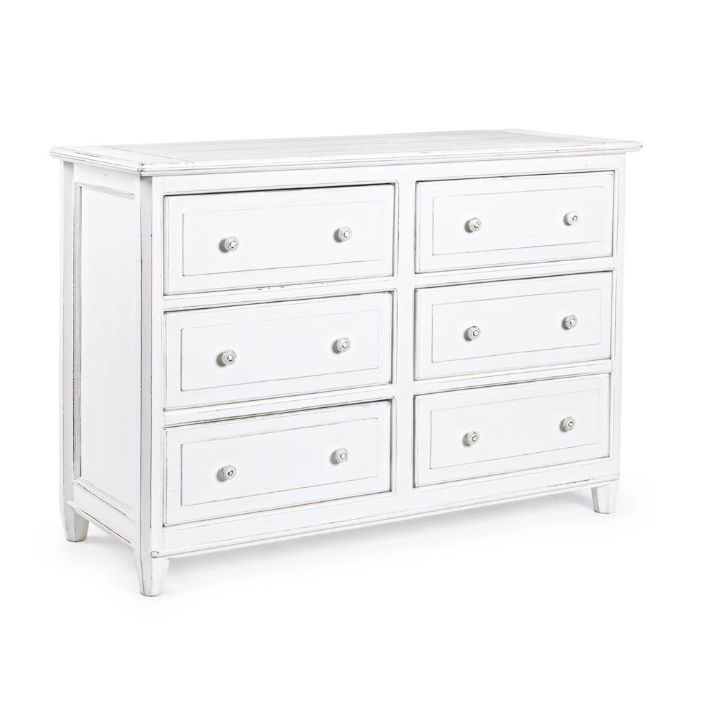 Cassettiera Colette 6C 120X45X85Cm - Legno Bianco - Como & Cassettiere | Mikasa
