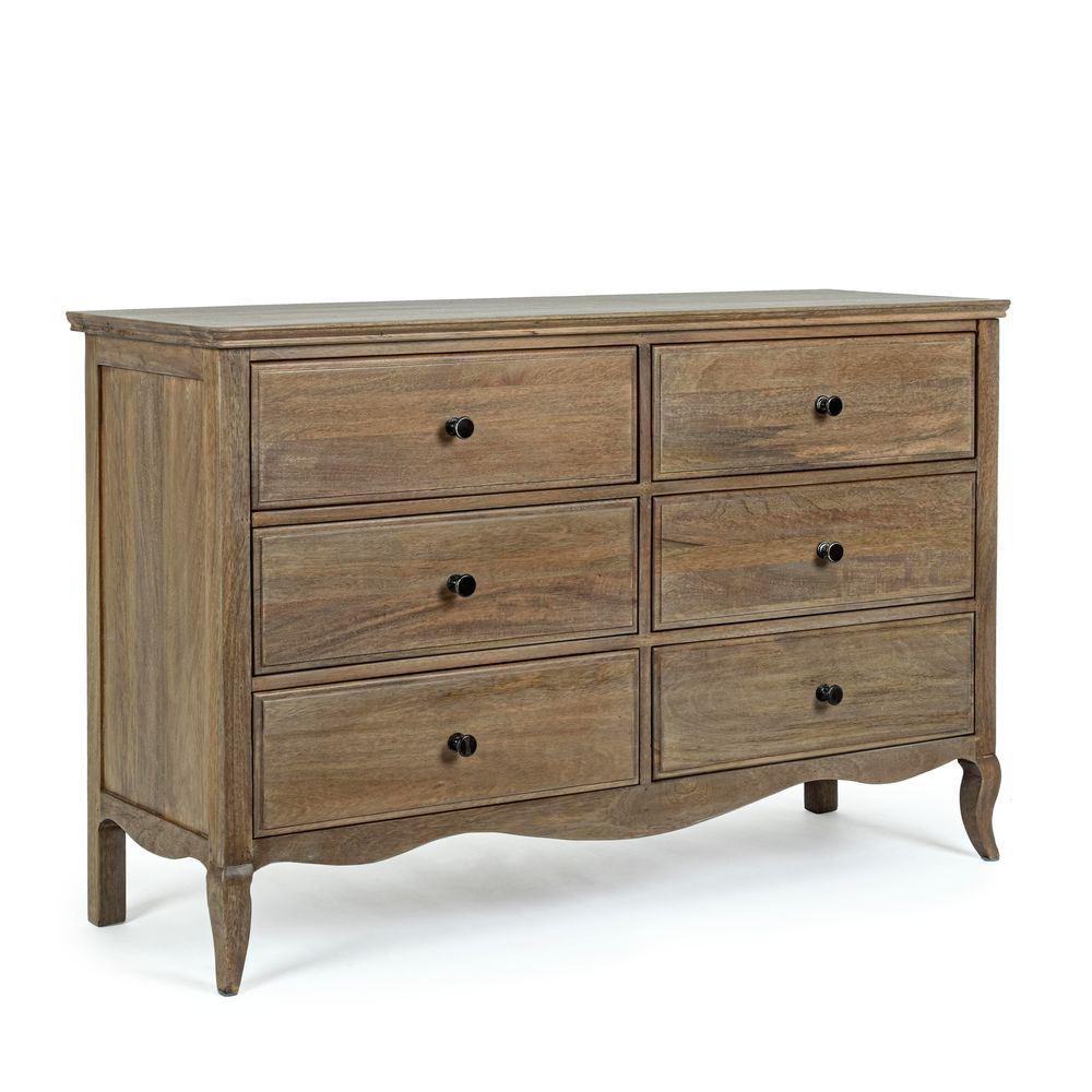 Cassettiera 6C Domitille 125*42*80Cm - Legno Marrone - Como & Cassettiere | Mikasa