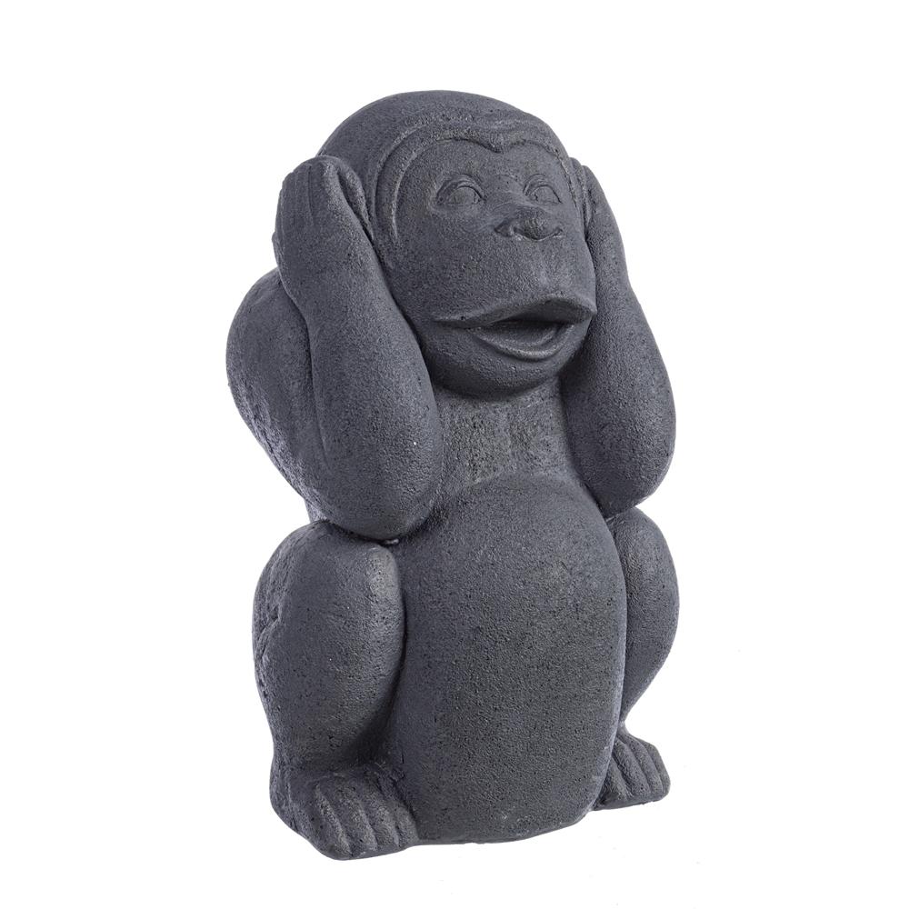 Decorazione Garden Scimmia Non Sento 22*20*36Cm - Antracite - Statue | Mikasa