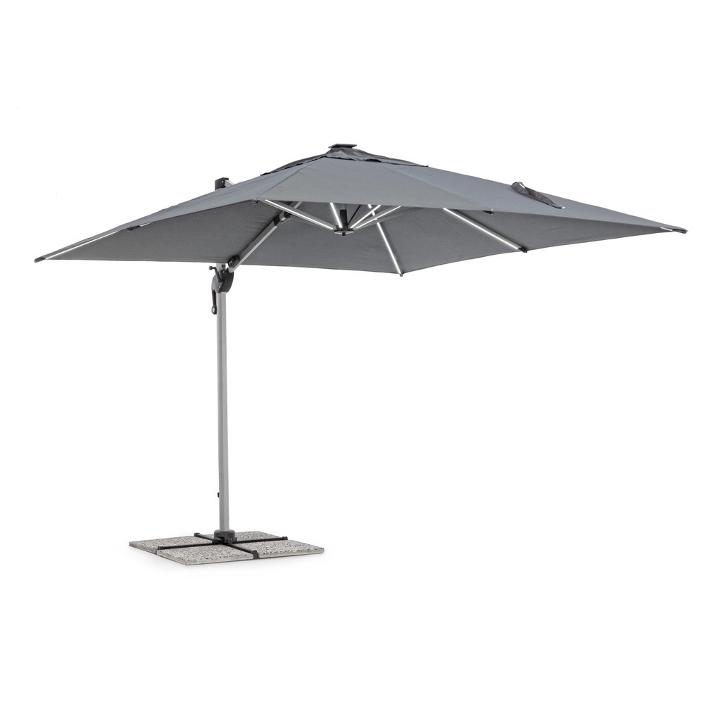 Ombrellone Braccio Ines3X3 Ano-Gr Sc Led 300a - 300b - 265h - Antracite - Porta Ombrelli | Mikasa