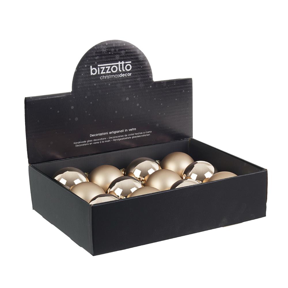 Display12 Sfera Vt BEIGE ASS D80 4248C - Vetro Beige - Addobbi Albero | Mikasa