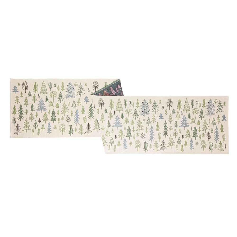 Runner Greenwood Bia-Verde 183X33 - Bianco - Tessile | Mikasa