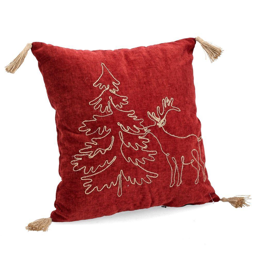 Cuscino Herbert Bordeaux C-Frange 45X45 - Rosso - Tessile | Mikasa