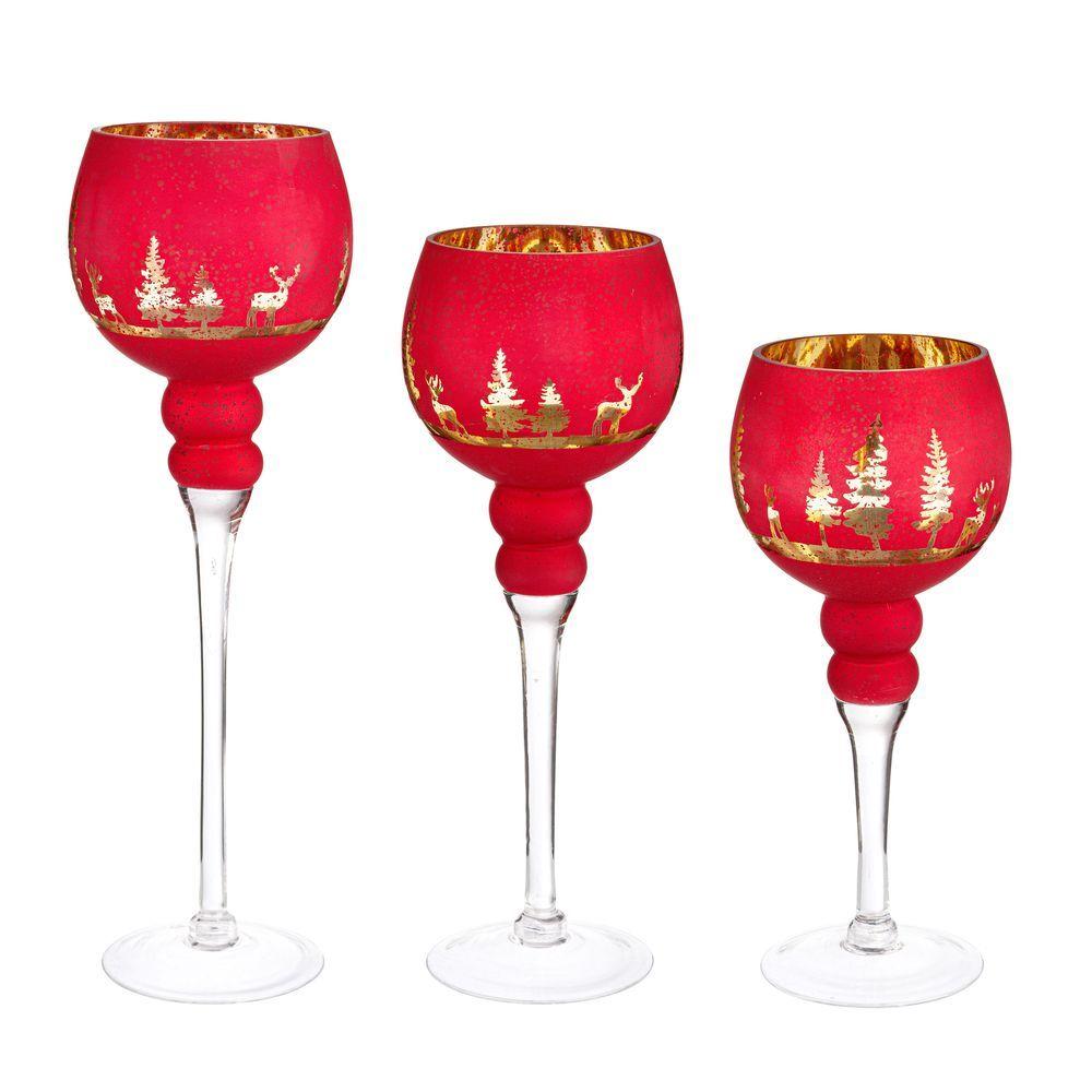 P.Candela 1P Woodland Calice Rosso L - Cera Rosso - Candele Natalizie | Mikasa
