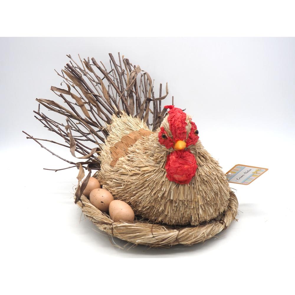 CESTO IMPAGLIATO C/GALLINA C/UOVA H.21/D.33X23CM. IMIS. - Oggettistica | Mikasa