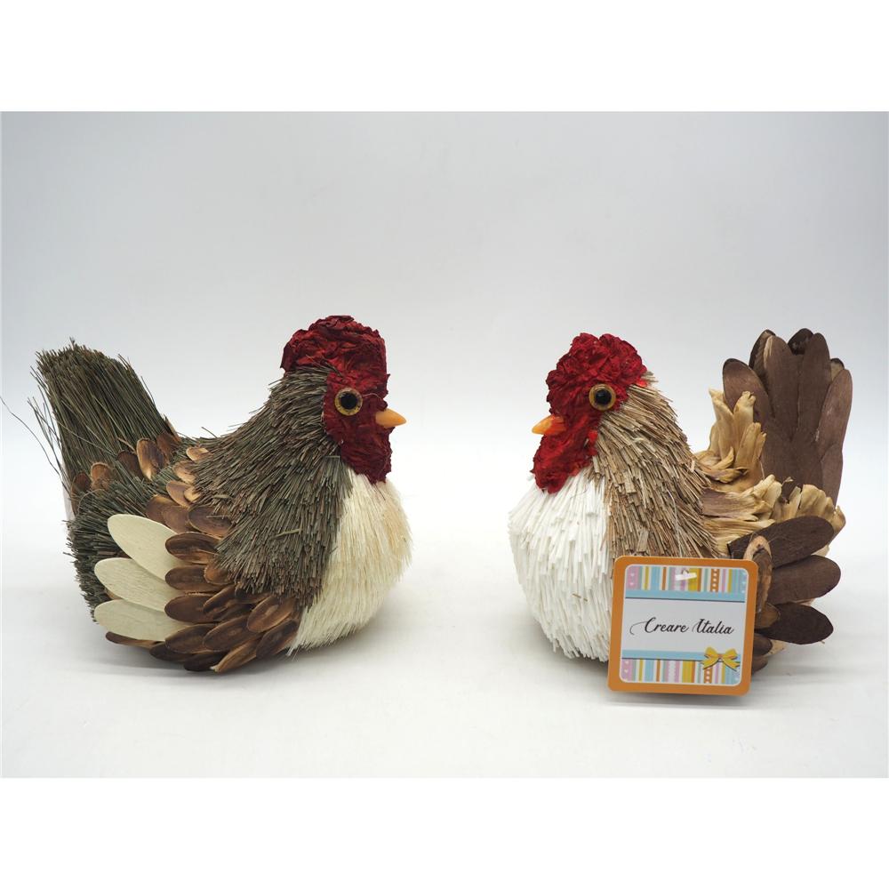 GALLINA IMPAGLIATA SEDUTA H.13X15X11CM. 2ASS.TI