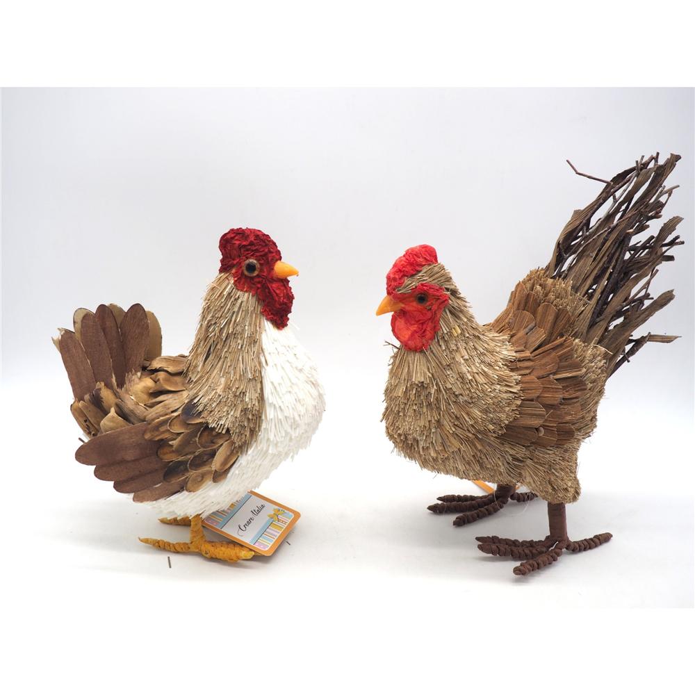 GALLO/GALLINA IMPAGLIATI H. 23X10X19X25CM.