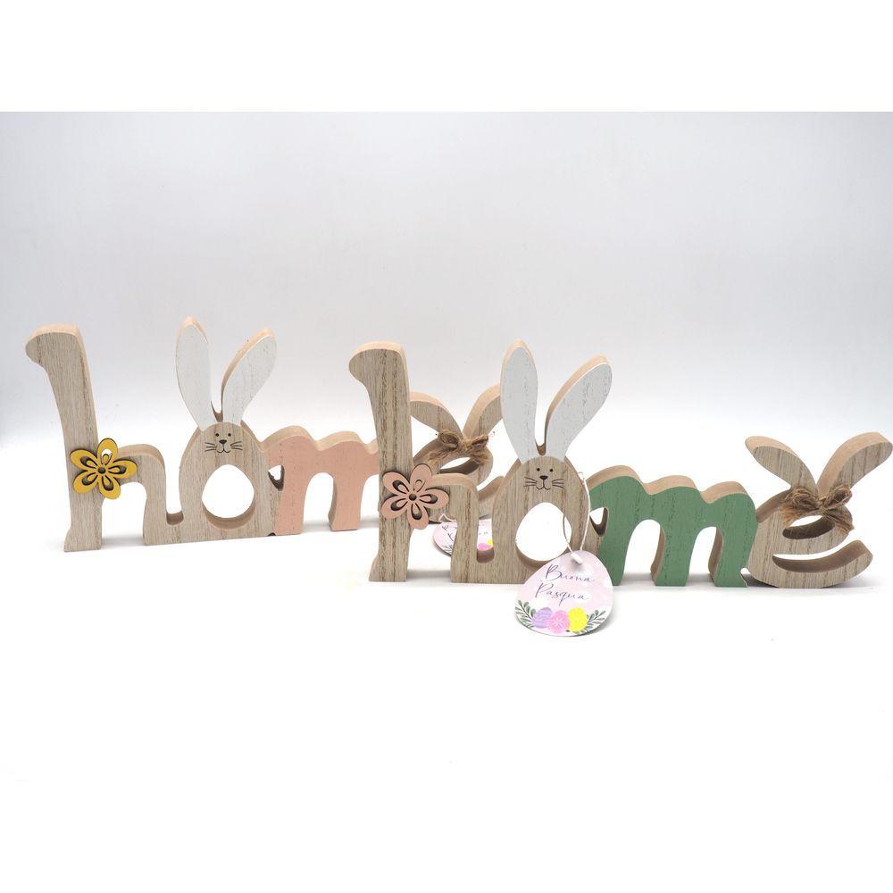 Scritta 'Home' Legno Colorato C/Orecchie H. 14X29X2Cm. - Legno - Scritte | Mikasa