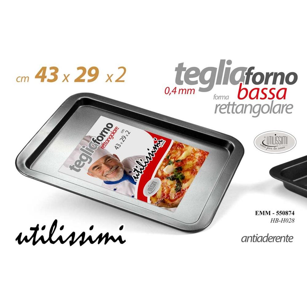 Emm/Teglia Ret.43X29X2Cm 0,4Mm Hb-H028 - Metallo Nero - Teglie | Mikasa