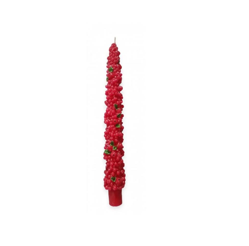 Candles  Set 2 Pz.Bacche Rosse Cm.2,5X25 - Rosso - Candele Natalizie | Mikasa