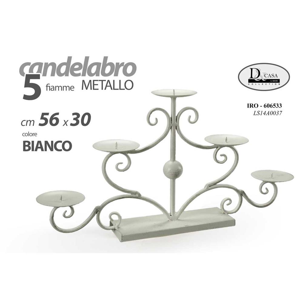 IRO/PORTACANDELE 5 BCO 56*30 LS14A0037 - Bianco - Porta Candele | Mikasa