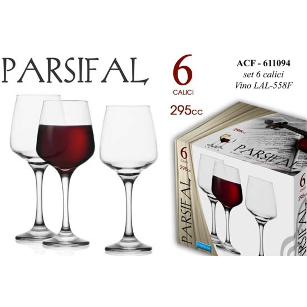 Acf/6 Calici Vino Parsifal 295Cc Lal558F - Vetro Trasparente - Bicchieri | Mikasa
