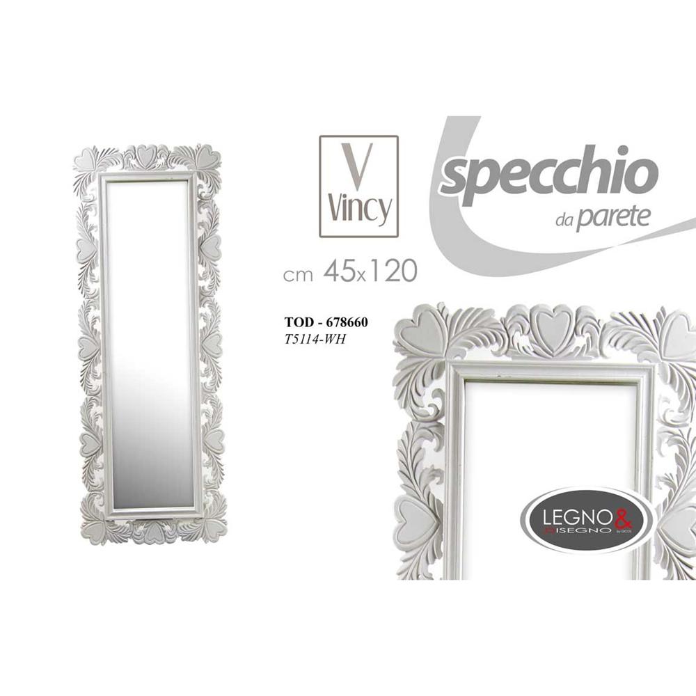 Tod/Specchio Vincy 45*3*120Cm T5114/Wh - Legno Bianco - Specchi | Mikasa