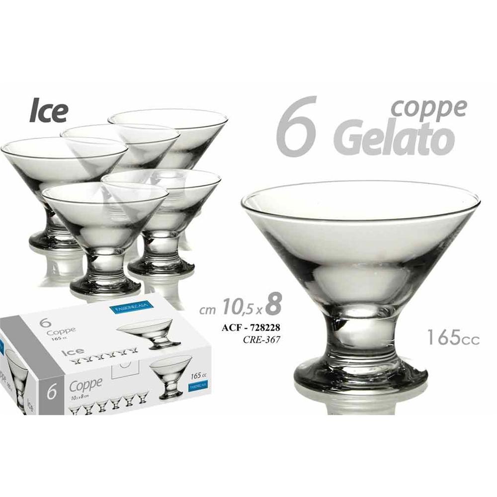 Acf/6 Coppe 165Cc/10,5X8Cm Ice Cre367F - Vetro Trasparente - Bicchieri | Mikasa