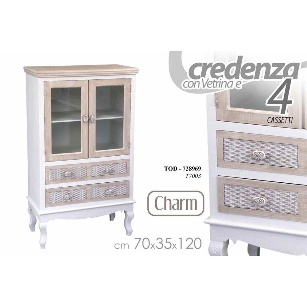 Tod/Credenza 4Cas Charm 70*35*120  T7003 - Legno Bianco - Vetrine | Mikasa