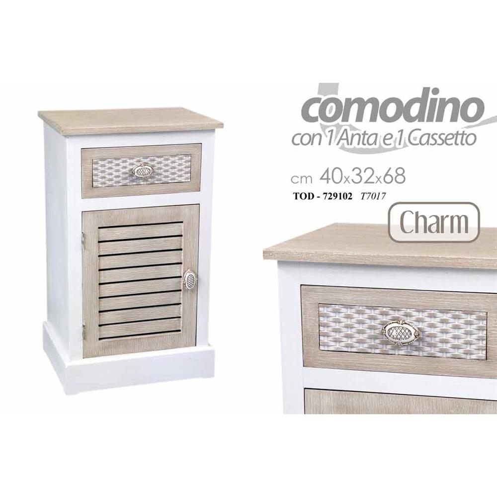 Tod/Comodino Ante+Cascharm 40*32*68   T7017 - Legno Bianco - Comodini | Mikasa