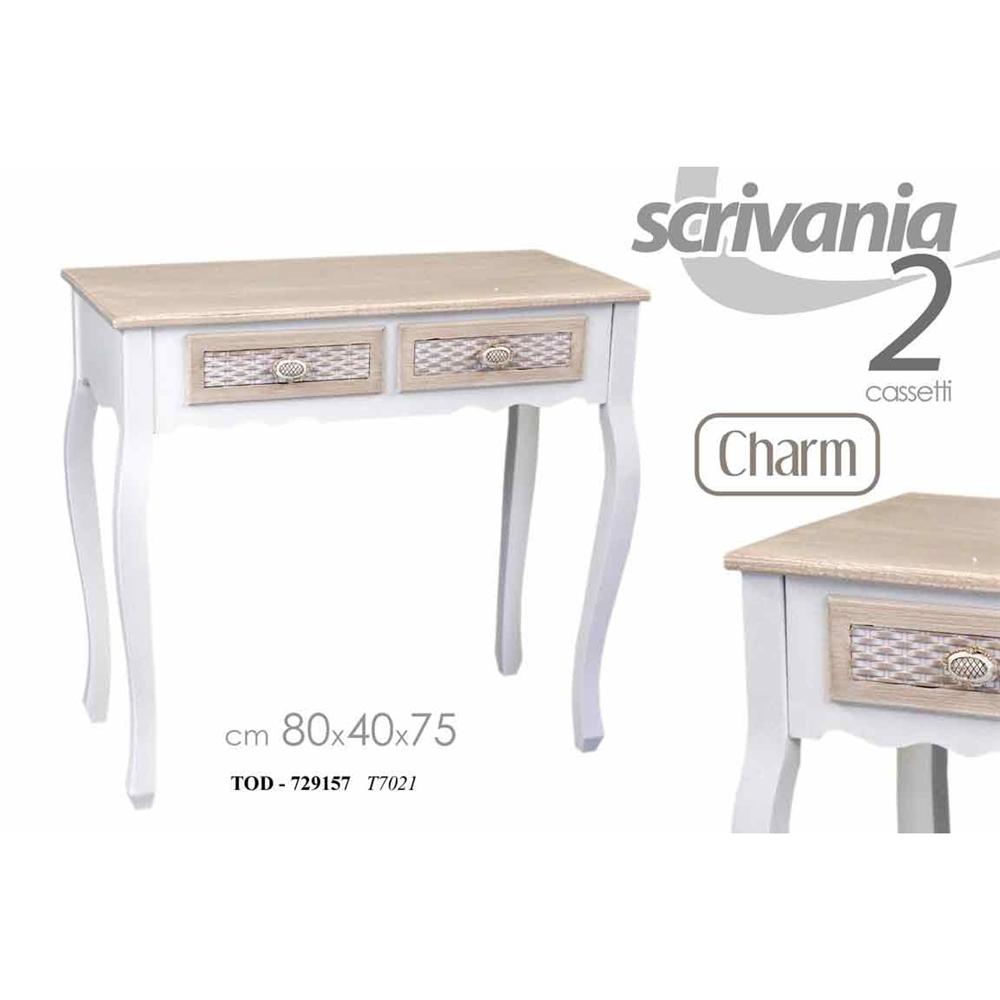 Tod/Scrivania Charm 80*40*75Cm T7021 - Legno Bianco - Consolle | Mikasa