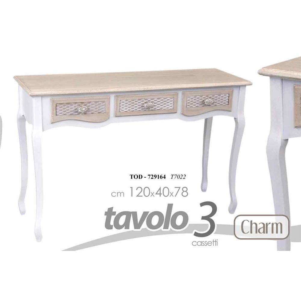 Tod/Tavolo 3 Ca Charm 120*40*78Cm T7022 - Legno Bianco - Consolle | Mikasa
