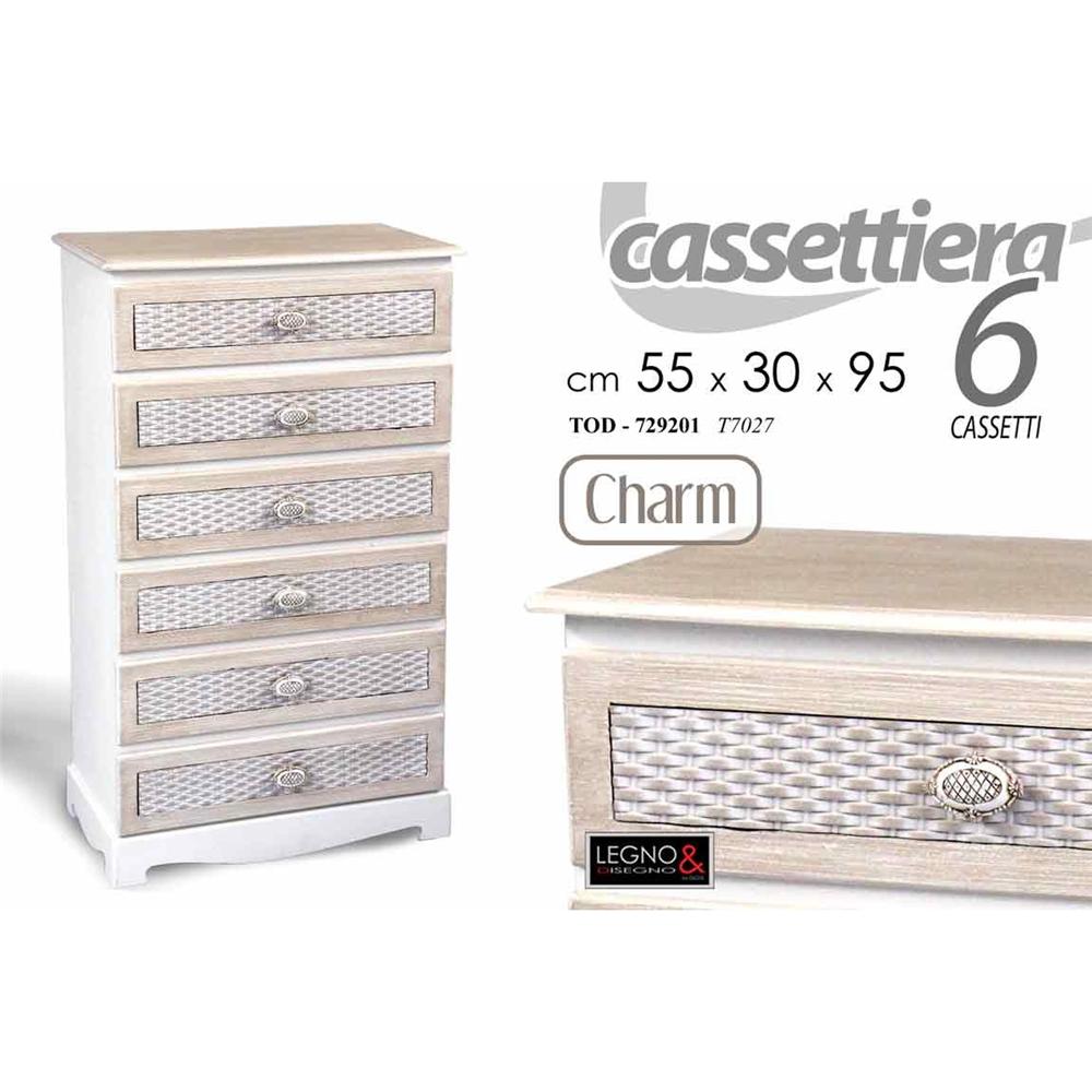 Tod/Cass 6Cass Charm 55*30*95 T7027 - Legno Avorio - Como & Cassettiere | Mikasa