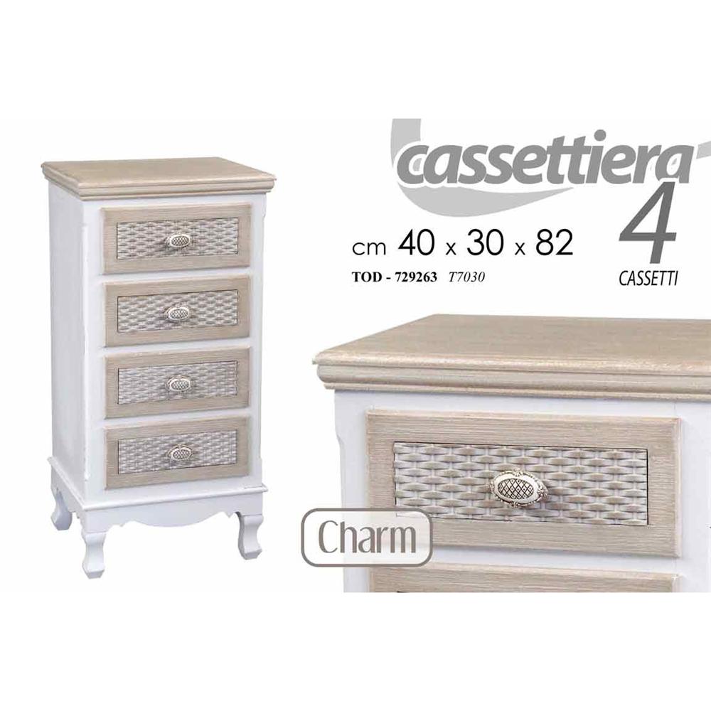 Tod/Cass.4 Cass Charm 40*30*82Cm T7030 - Legno Avorio - Como & Cassettiere | Mikasa