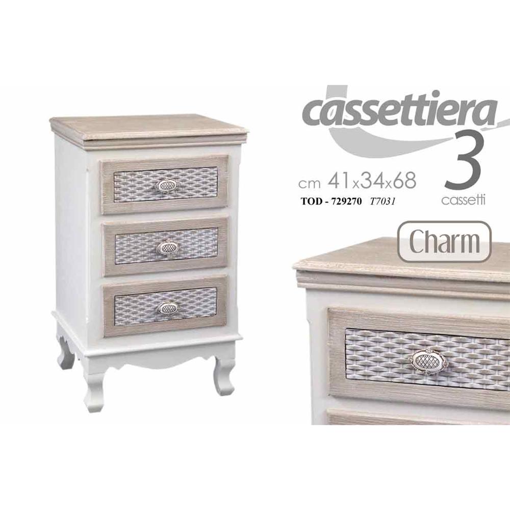 Tod/Comodino 3 Cas Charm 41*34*68 T7031 - Legno Bianco - Comodini | Mikasa