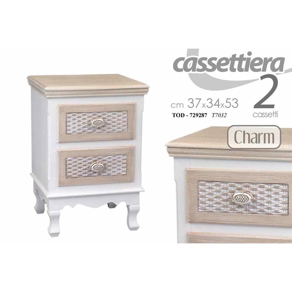 Tod/Comodino 2 Cas Charm 37*33,5*53Cm T7032 - Legno Bianco - Comodini | Mikasa