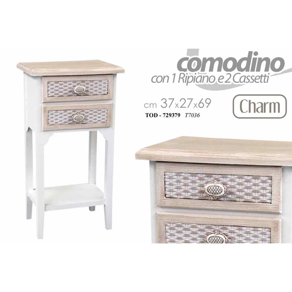 Tod/Comodino 2Cas Charm 37*27*69 T7036 - Legno Bianco - Comodini | Mikasa