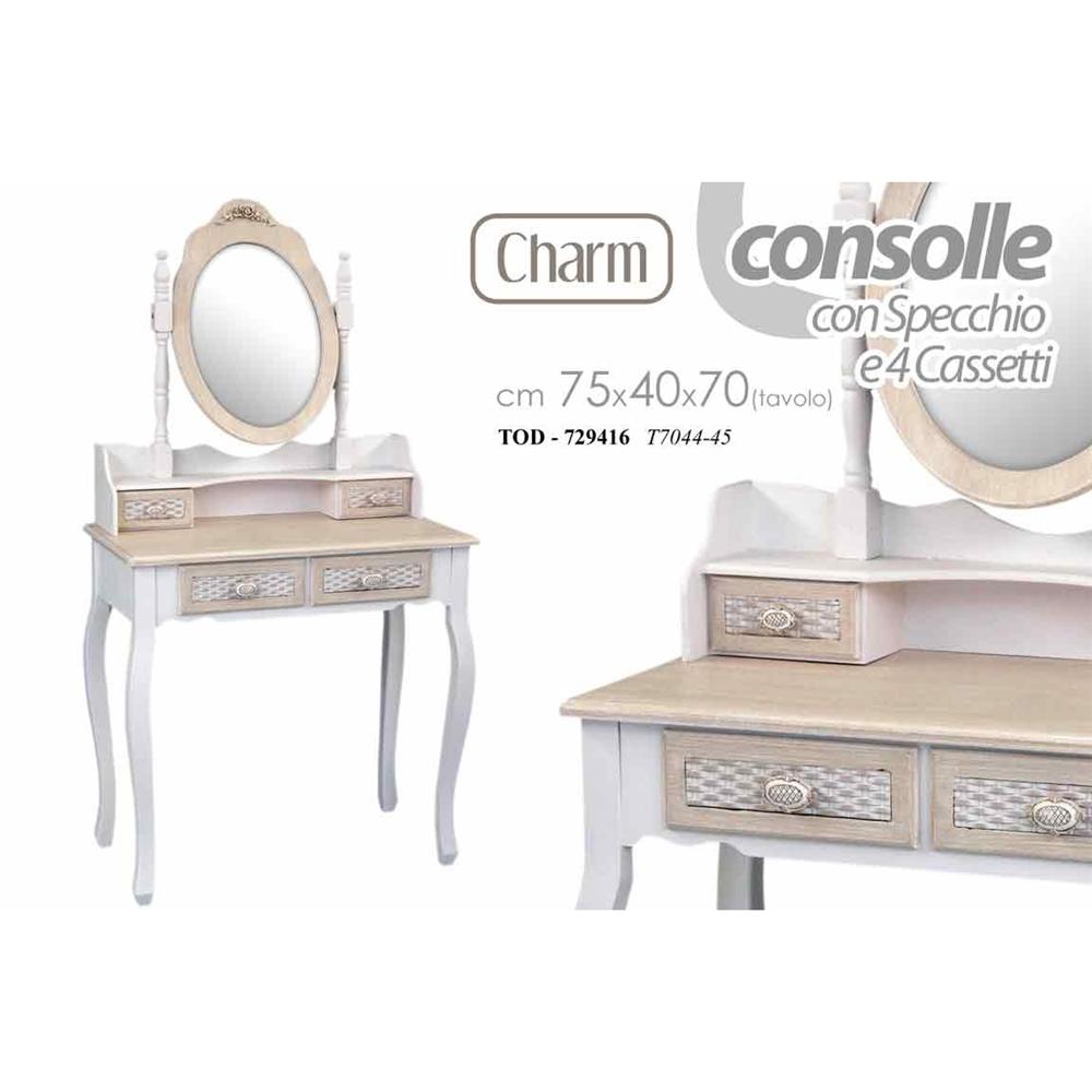 Tod/Tav+Spec Charm 75*40*70Cm T7044/45 - Legno Bianco - Consolle | Mikasa