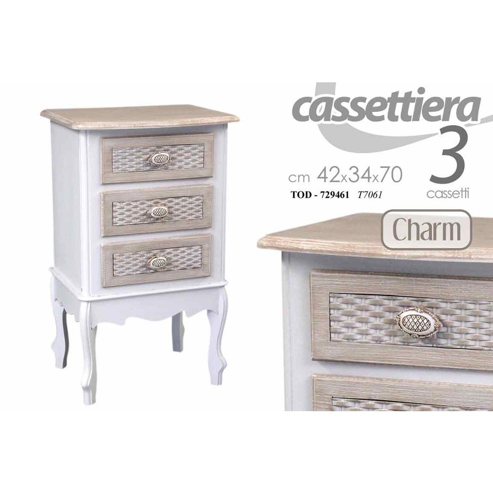 Tod/Comod 3 Cas Charm 42*34*70Cm T7061 - Crema - Mobili Contenitori | Mikasa