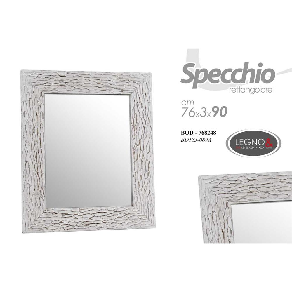 Bod/Specchio 76*90*3Cm Bd18J089A - Legno Bianco - Specchi | Mikasa
