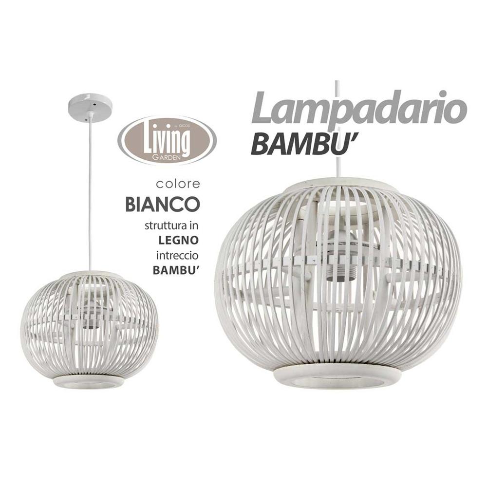 Xdh/Lampadario Bco 34*25 Hy18104B/W - Legno Bianco - Lampadari | Mikasa