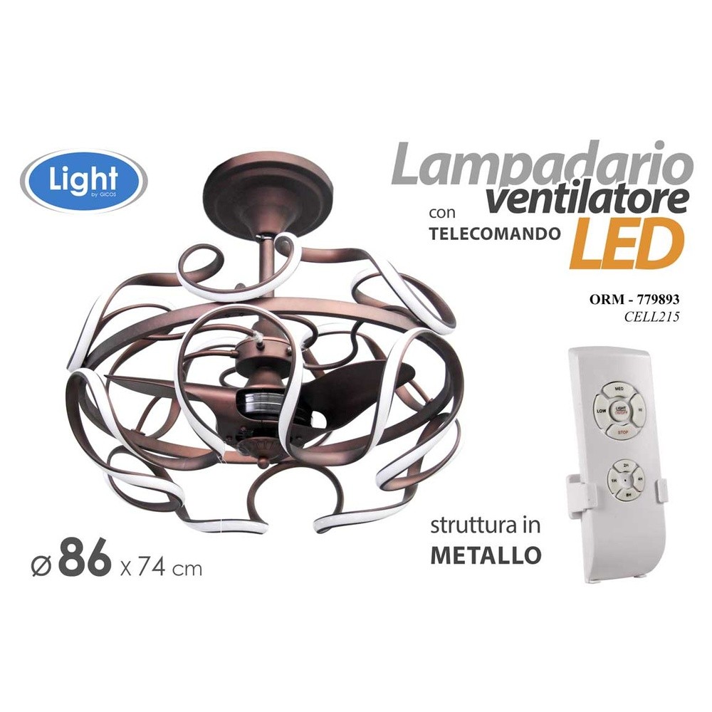 Orm/Lampad Led Vent+Telec 86*74 Bl-2450 - Blu - Lampadari | Mikasa