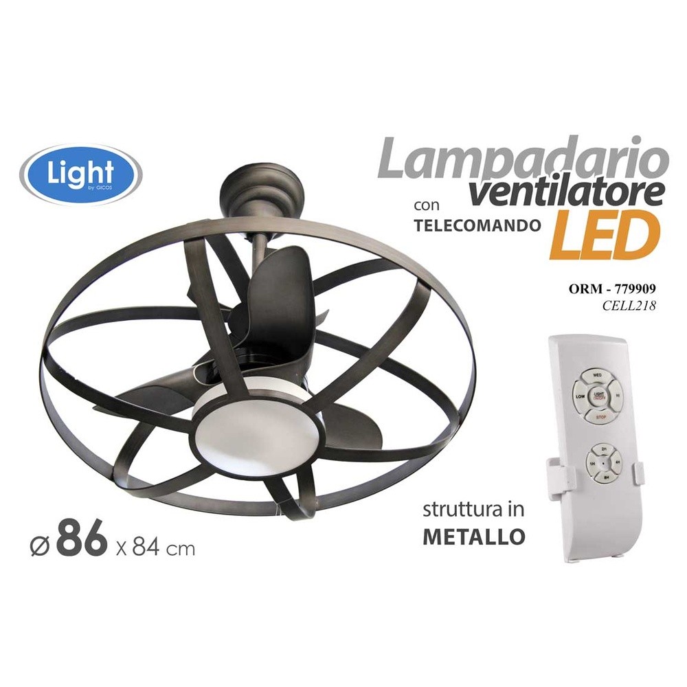 Orm/Lampad Led Vent+Telec 86*84 Bl-2235 - Blu - Lampadari | Mikasa