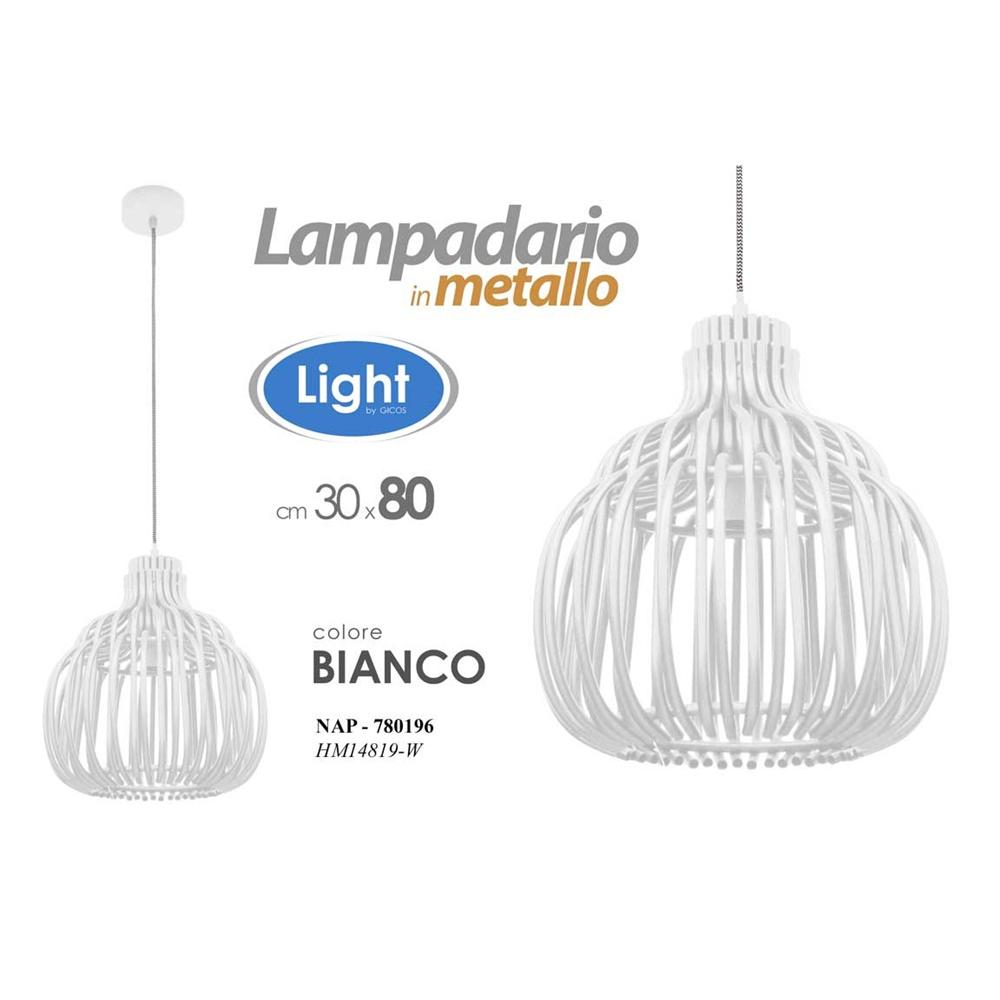 Nap/Lampadario Bco 30*30*80Cm Hm14819/W - Metallo Bianco - Lampadari | Mikasa