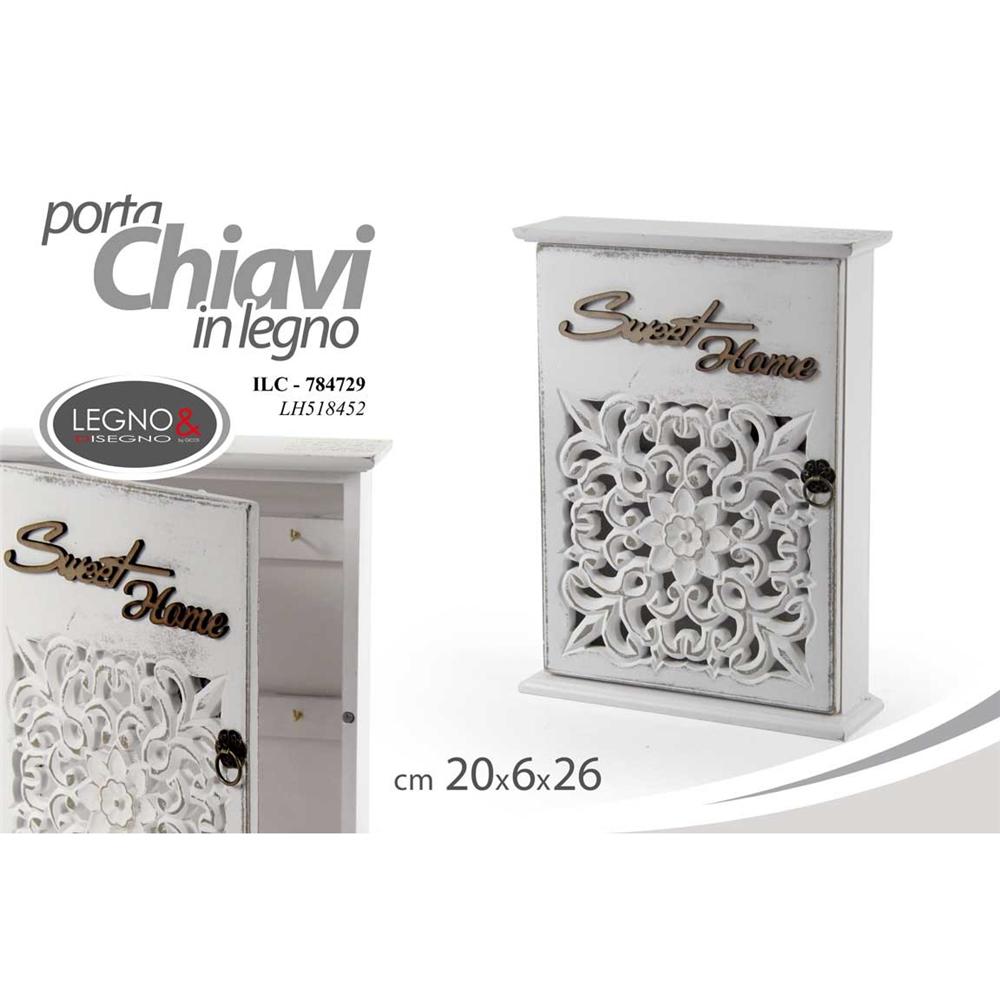 Ilc/P.Chiavi S.Home 20*6*26 Lh518452 - Legno Bianco - Porta Chiavi | Mikasa
