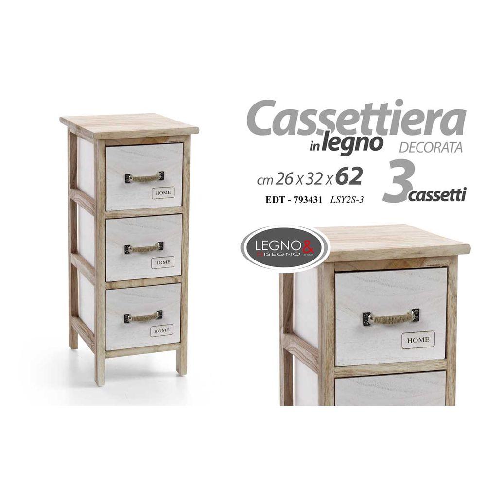 Edt/Cassettiera 3Cas 26*32*62    Lsy2S-3 - Bianco - Como & Cassettiere | Mikasa